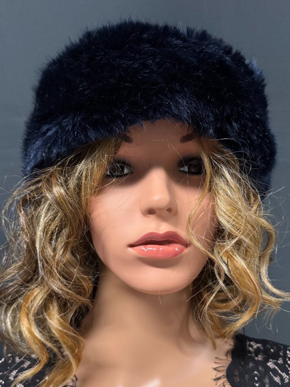 Black/Bluish Faux Fur Headband - never worn